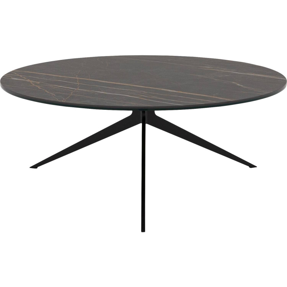 Goossens Excellent Salontafel Cipressen rond, keramiek zwart, modern design, 80 x 32 x 80 cm afbeelding 1