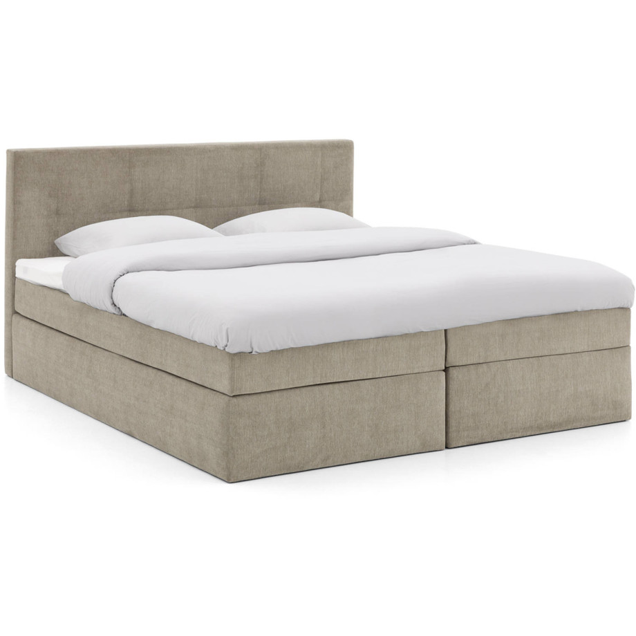 Goossens Basic Boxspring Compleet Rud, Vlak 180 x 200 cm (=2x 90 x 200 cm) met hoofdbord, 2 x matras, 1 x topper afbeelding 1