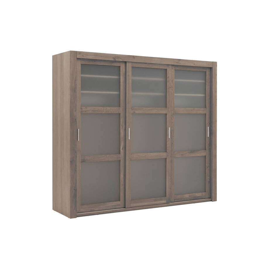 Goossens Excellent Kledingkast Duo, 248 cm breed, 223 cm hoog, 3 x 3 glaspaneel schuifdeuren Goossens Excellent Kledingkast Duo, 248 cm breed, 223 cm hoog, 3 x 3 glaspaneel schuifdeuren afbeelding 1