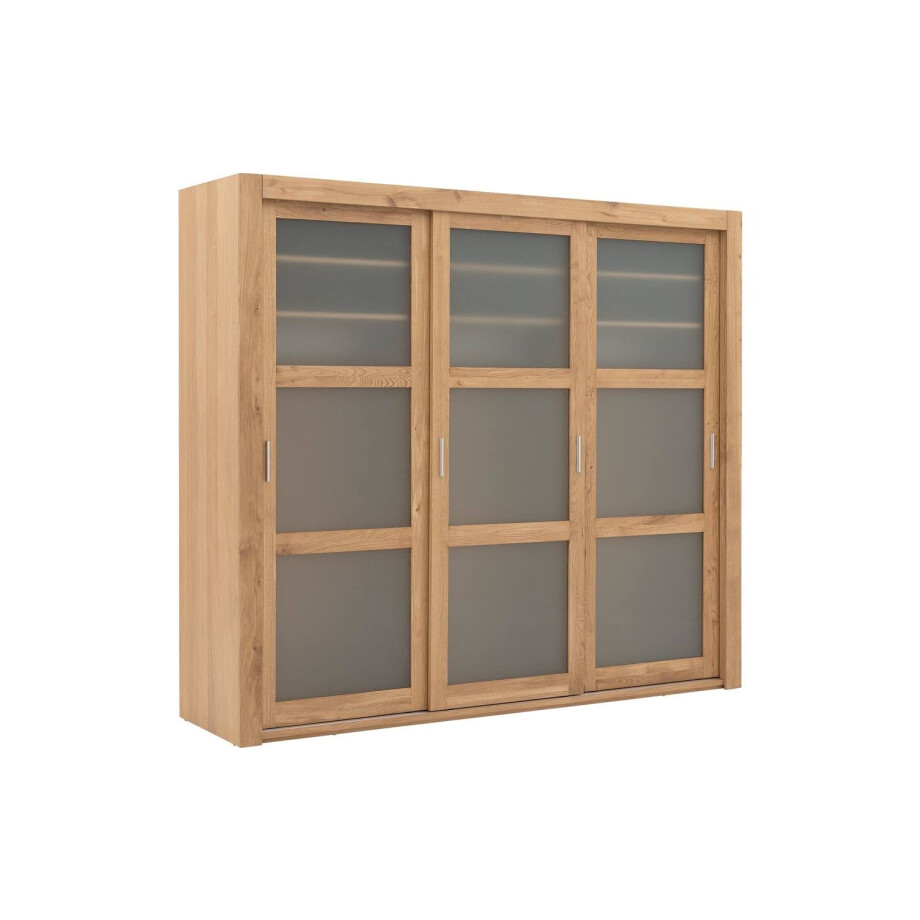 Goossens Excellent Kledingkast Duo, 248 cm breed, 223 cm hoog, 3 x 3 glaspaneel schuifdeuren Goossens Excellent Kledingkast Duo, 248 cm breed, 223 cm hoog, 3 x 3 glaspaneel schuifdeuren afbeelding 1