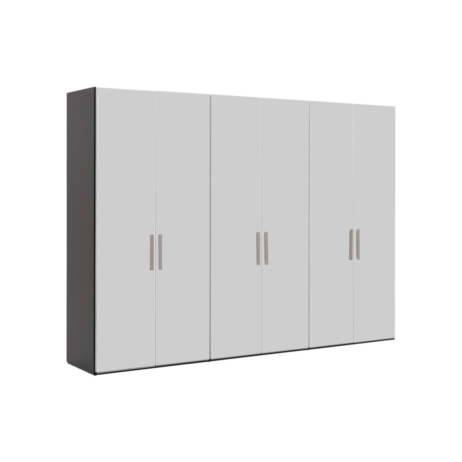 Goossens Kledingkast Easy Storage Ddk, Kledingkast 304 cm breed, 220 cm hoog, 6x glas draaideur afbeelding 1