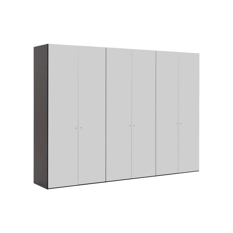 Goossens Kledingkast Easy Storage Ddk, Kledingkast 304 cm breed, 220 cm hoog, 6x glas draaideur afbeelding 1