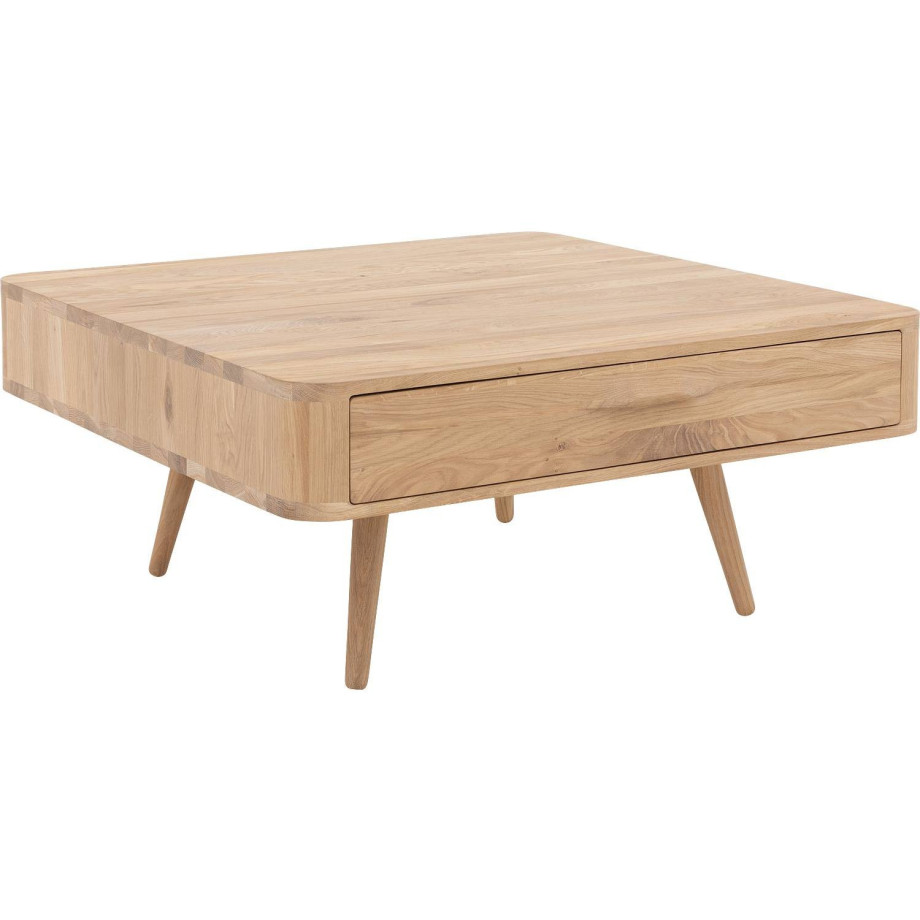 Goossens Salontafel Bjarte vierkant, hout eiken wit, stijlvol landelijk, 90 x 40 x 90 cm afbeelding 1