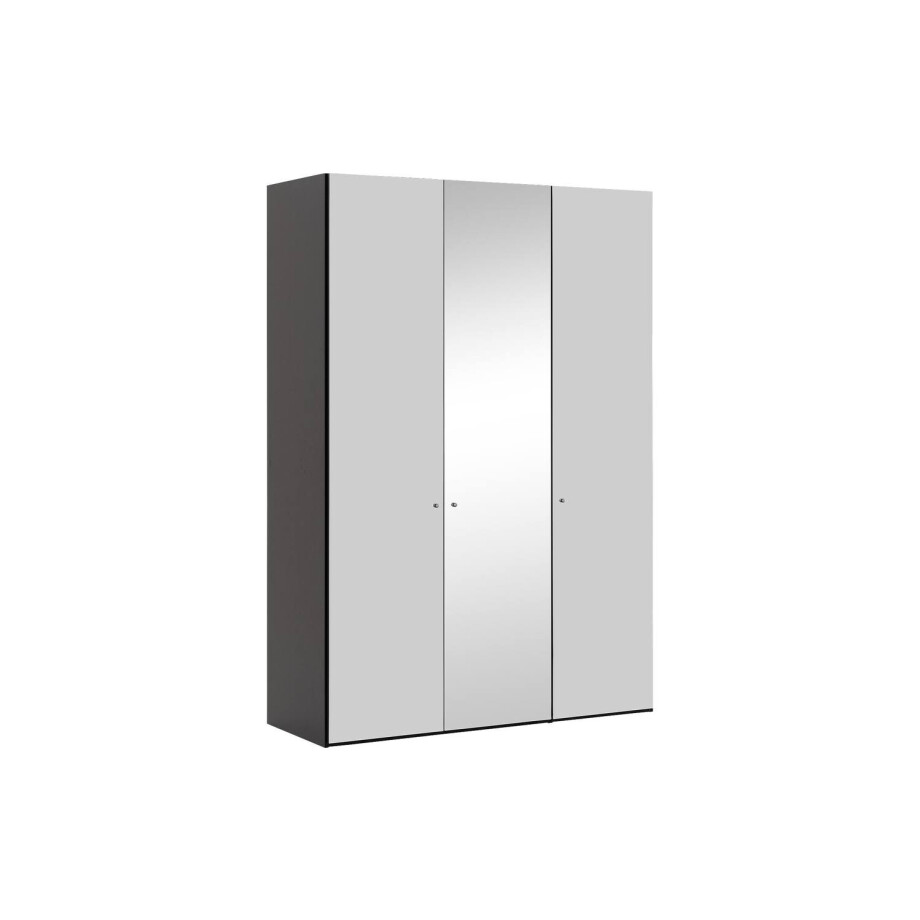 Goossens Kledingkast Easy Storage Ddk, Kledingkast 153 cm breed, 220 cm hoog, 2x glas draaideur en 1x spiegel draaideur midden afbeelding 1