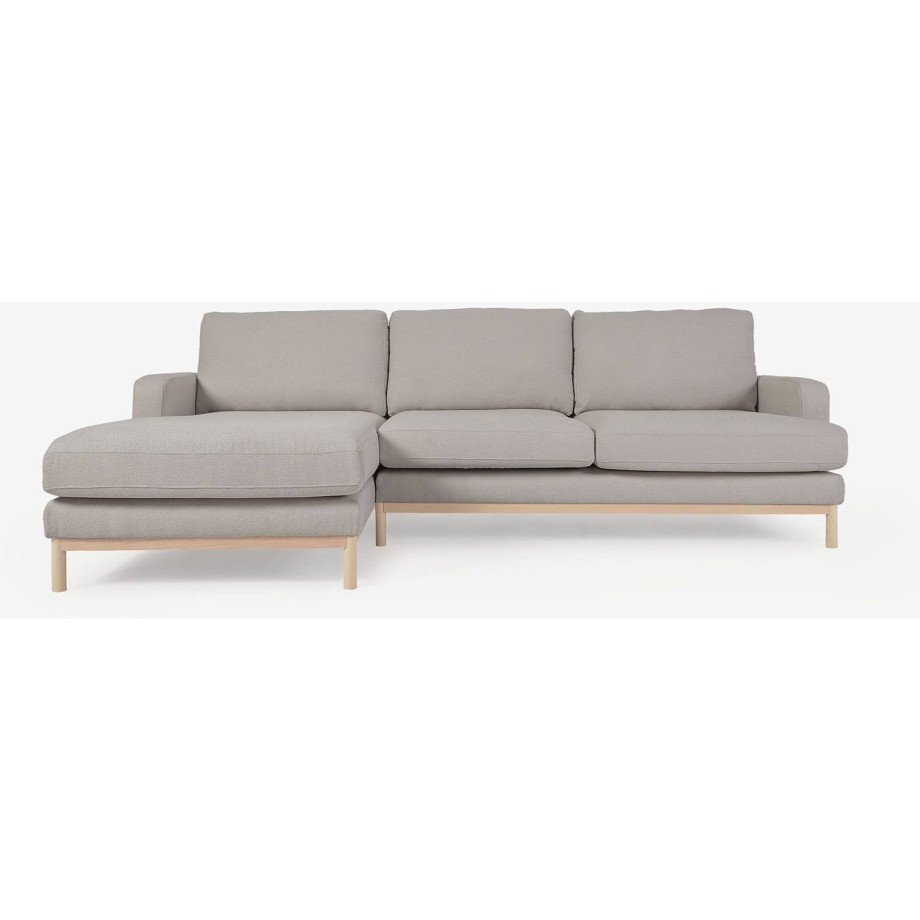 Kave Home Kave Home Bank Mihaela grijs, stof, 3-zits, met chaise longue links afbeelding 1