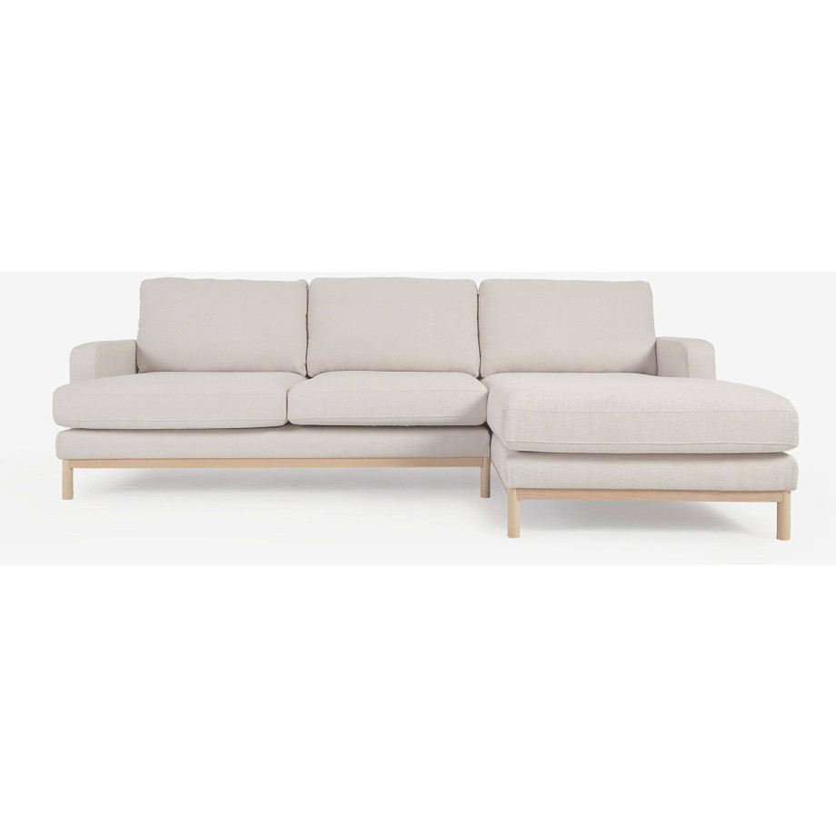 Kave Home Kave Home Bank Mihaela wit, stof, 3-zits, met chaise longue rechts afbeelding 1