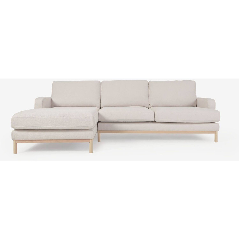 Kave Home Kave Home Bank Mihaela wit, stof, 3-zits, met chaise longue links afbeelding 1