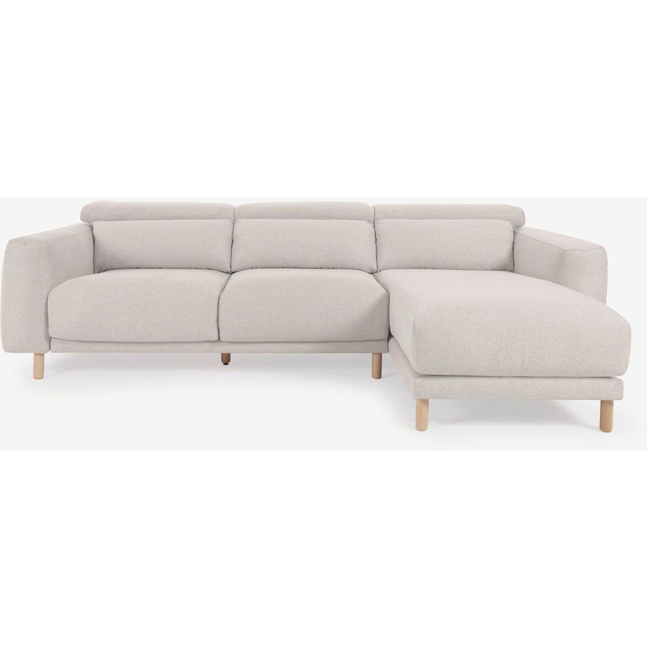Kave Home Kave Home Bank Singa wit, stof, 3-zits, met chaise longue rechts afbeelding 1