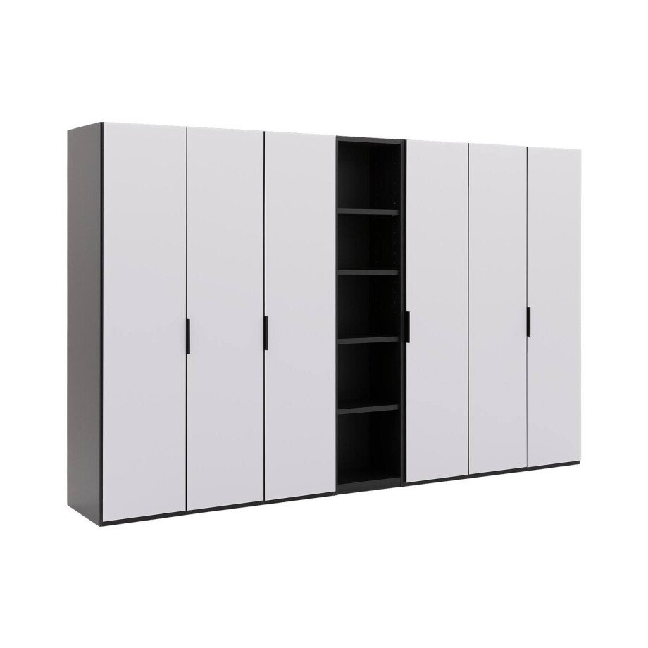 Goossens Excellent Kast Systeem Statement Compleet, 6 draaideuren met 50 cm breed rek element, 350 cm breed 223 cm hoog 61 cm diep Goossens Excellent Kast Systeem Statement Compleet, 6 draaideuren met 50 cm breed rek element, 350 cm breed 223 cm hoog 61 cm diep afbeelding 1