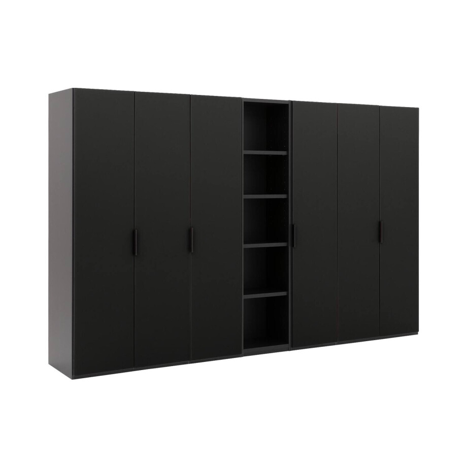 Goossens Excellent Kast Systeem Statement Compleet, 6 draaideuren met 50 cm breed rek element, 350 cm breed 223 cm hoog 61 cm diep Goossens Excellent Kast Systeem Statement Compleet, 6 draaideuren met 50 cm breed rek element, 350 cm breed 223 cm hoog 61 cm diep afbeelding 1