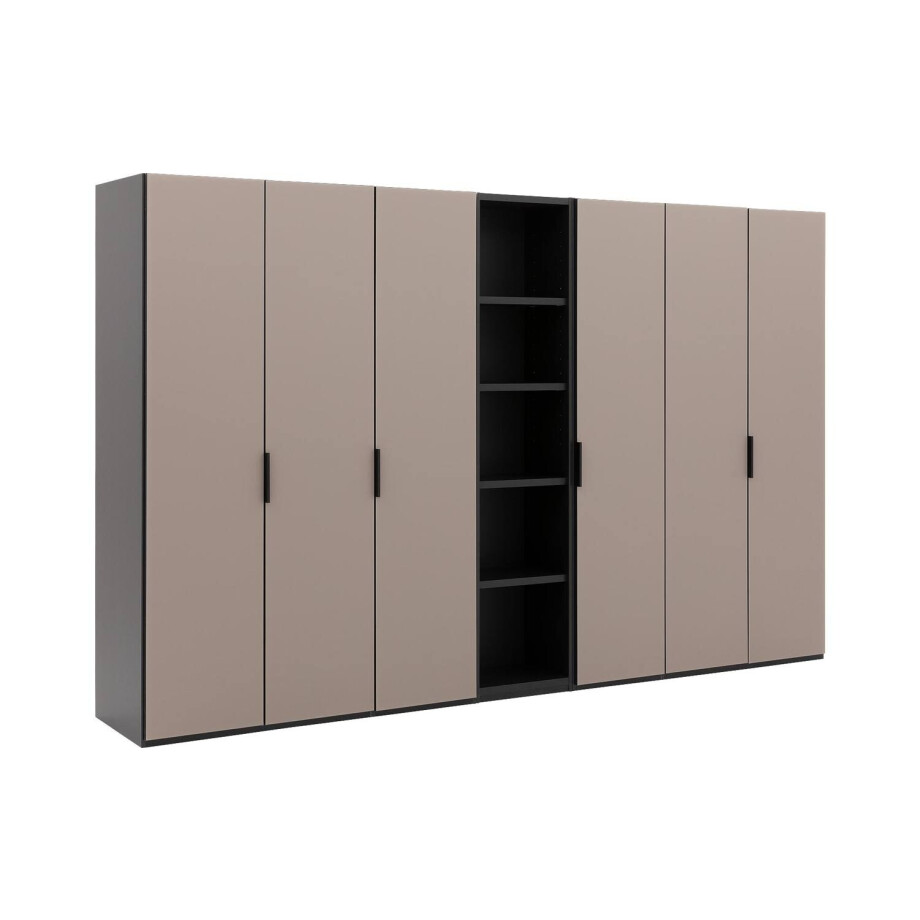 Goossens Excellent Kast Systeem Statement Compleet, 6 draaideuren met 50 cm breed rek element, 350 cm breed 223 cm hoog 61 cm diep Goossens Excellent Kast Systeem Statement Compleet, 6 draaideuren met 50 cm breed rek element, 350 cm breed 223 cm hoog 61 cm diep afbeelding 1