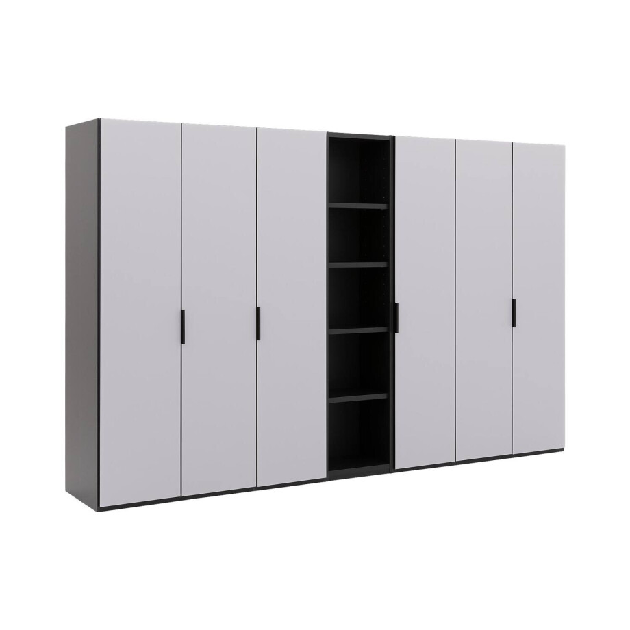 Goossens Excellent Kast Systeem Statement Compleet, 6 draaideuren met 50 cm breed rek element, 350 cm breed 223 cm hoog 61 cm diep Goossens Excellent Kast Systeem Statement Compleet, 6 draaideuren met 50 cm breed rek element, 350 cm breed 223 cm hoog 61 cm diep afbeelding 1