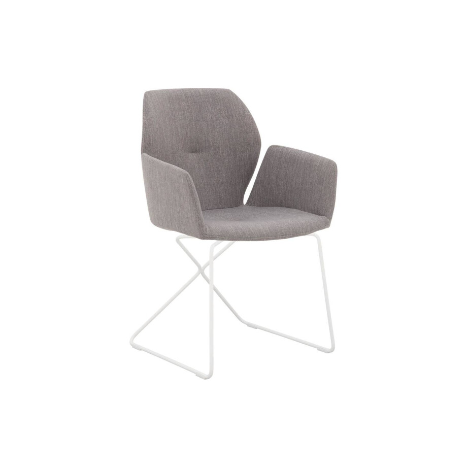 Goossens Excellent Eetkamerstoel Manzini grijs stof met armleuning, modern design Goossens Excellent Eetkamerstoel Manzini grijs stof met armleuning, modern design afbeelding 1