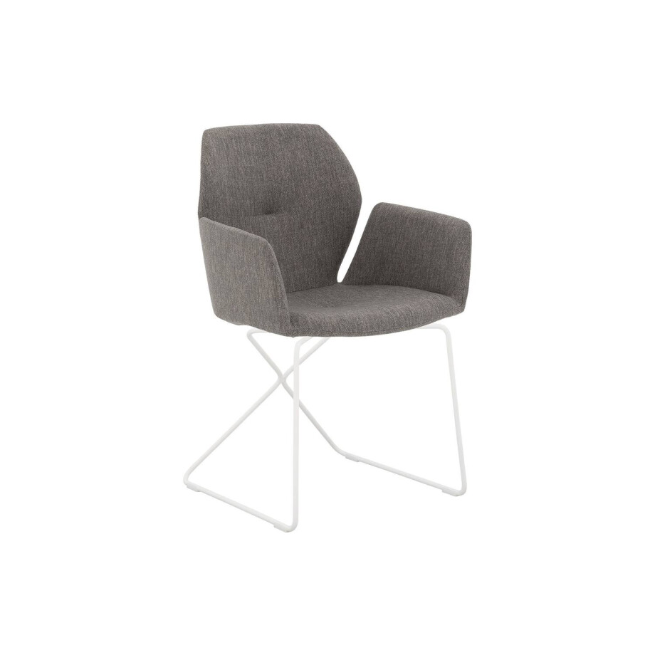 Goossens Excellent Eetkamerstoel Manzini grijs stof met armleuning, modern design Goossens Excellent Eetkamerstoel Manzini grijs stof met armleuning, modern design afbeelding 1