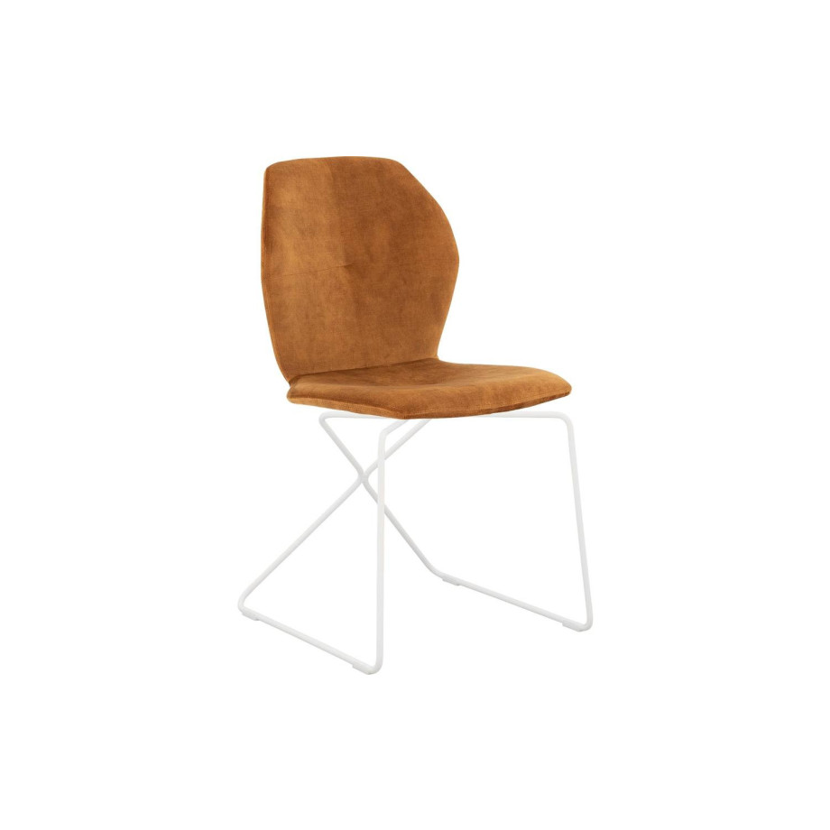 Goossens Excellent Eetkamerstoel Manzini cognac velvet stof leuning, modern design afbeelding 1