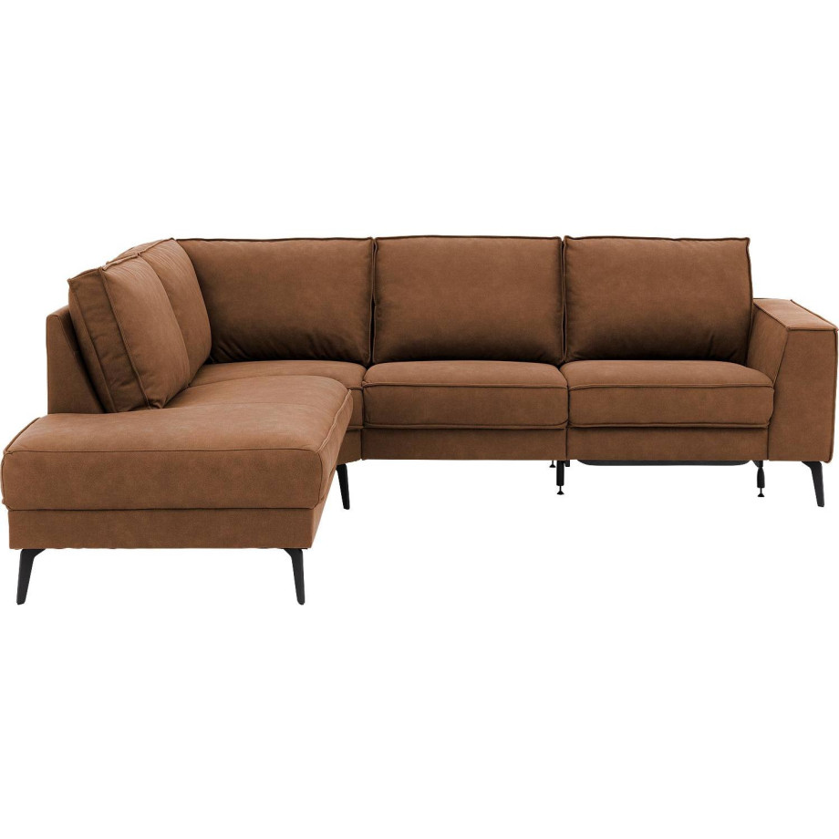 Goossens Hoekbank Larisse Met Relaxfunctie bruin, microvezel, modern design afbeelding 1