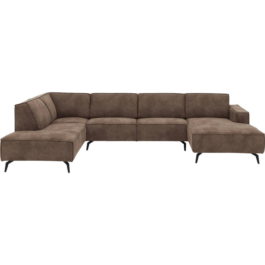 Goossens Hoekbank Hercules bruin, microvezel, 2,5-zits, modern design met ligelement links Goossens Hoekbank Hercules bruin, microvezel, 2,5-zits, modern design met ligelement links afbeelding 1