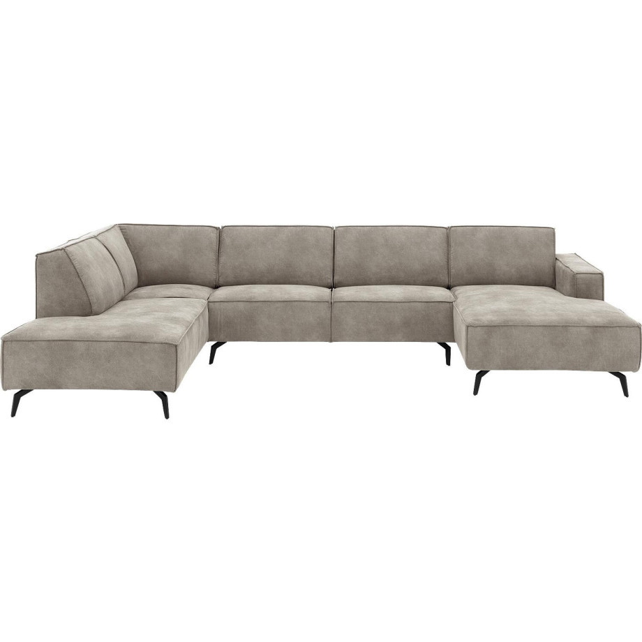 Goossens Hoekbank Hercules grijs, microvezel, 2,5-zits, modern design met ligelement links afbeelding 1