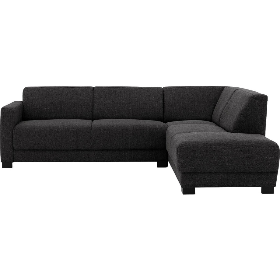Goossens Bank My Style zwart, stof, 2,5-zits, stijlvol landelijk met chaise longue rechts afbeelding 1