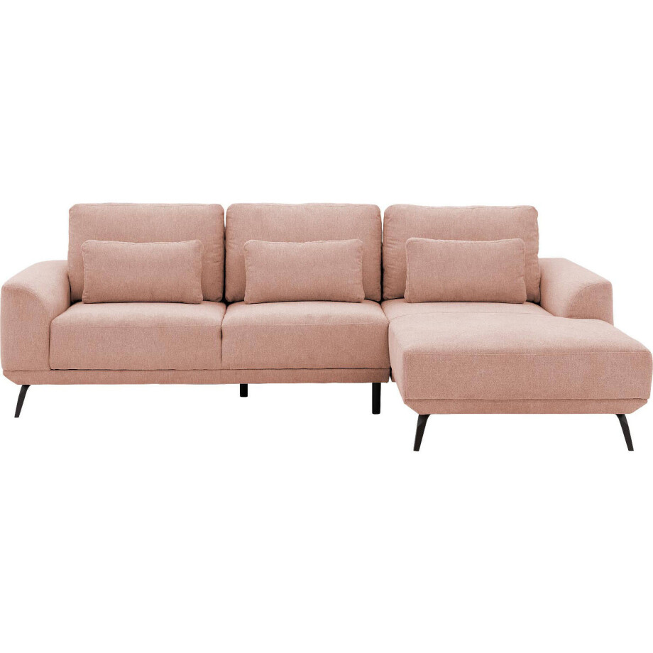 Goossens Excellent Bank Princess Met Elektrisch Uitschuifbaar Zitvlak roze, stof, 2,5-zits, elegant chic met chaise longue rechts afbeelding 1