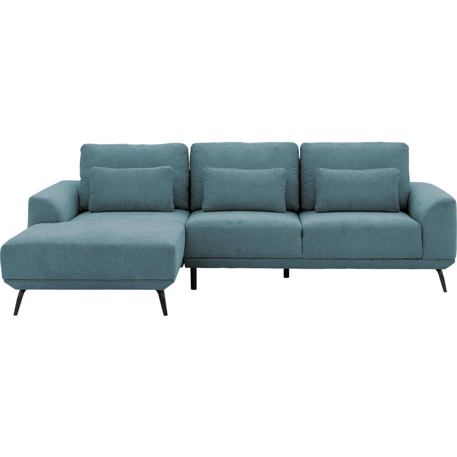 Goossens Excellent Bank Princess Met Elektrisch Uitschuifbaar Zitvlak blauw, stof, 3-zits, elegant chic met chaise longue links Goossens Excellent Bank Princess Met Elektrisch Uitschuifbaar Zitvlak blauw, stof, 3-zits, elegant chic met chaise longue links afbeelding 1