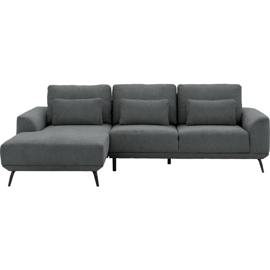 Goossens Excellent Bank Princess Met Elektrisch Uitschuifbaar Zitvlak antraciet, stof, 2,5-zits, elegant chic met chaise longue links Goossens Excellent Bank Princess Met Elektrisch Uitschuifbaar Zitvlak antraciet, stof, 2,5-zits, elegant chic met chaise longue links afbeelding 1