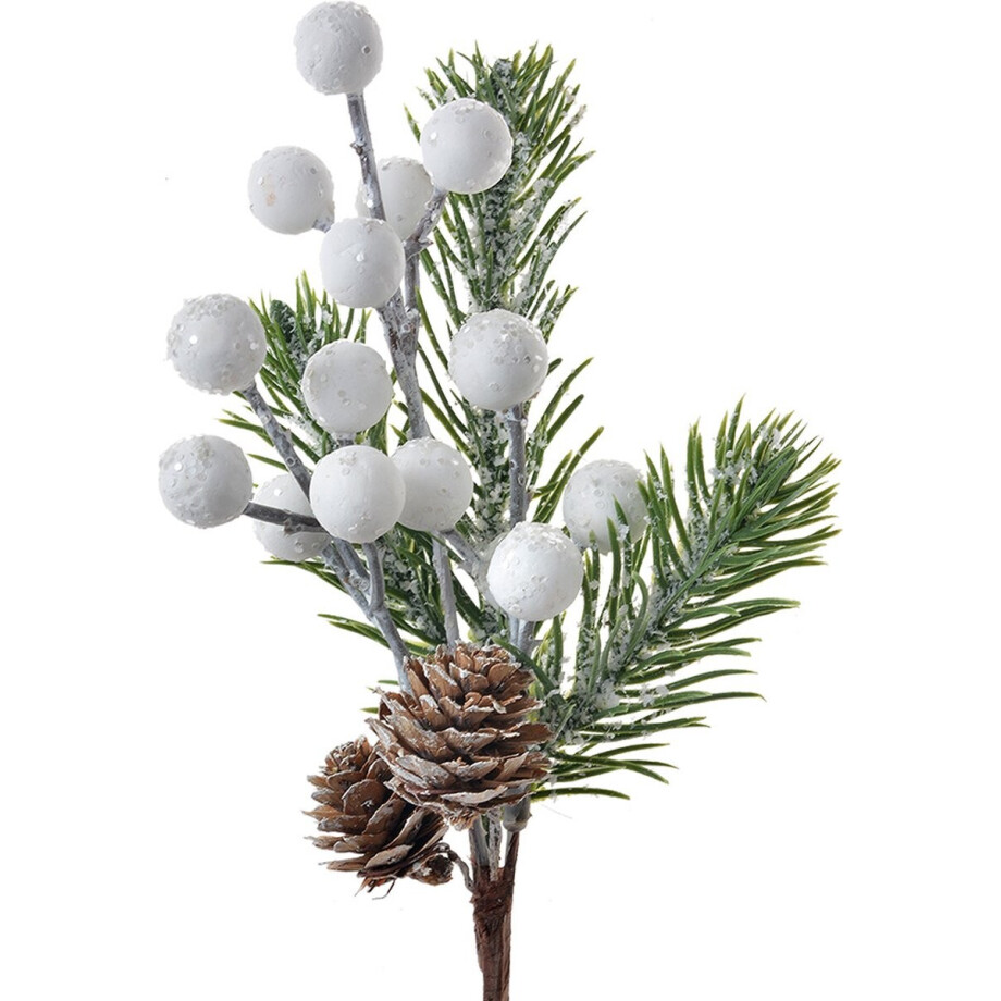 Clayre & Eef Decoratie Tak 22 cm Wit Groen Kunststof afbeelding 1