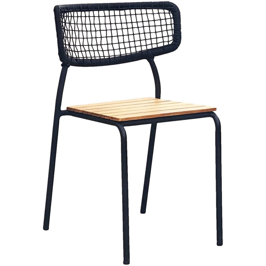 House Nordic Eetkamerstoel Nashville - Teak - Naturel/Zwart - Set van 4 afbeelding 1