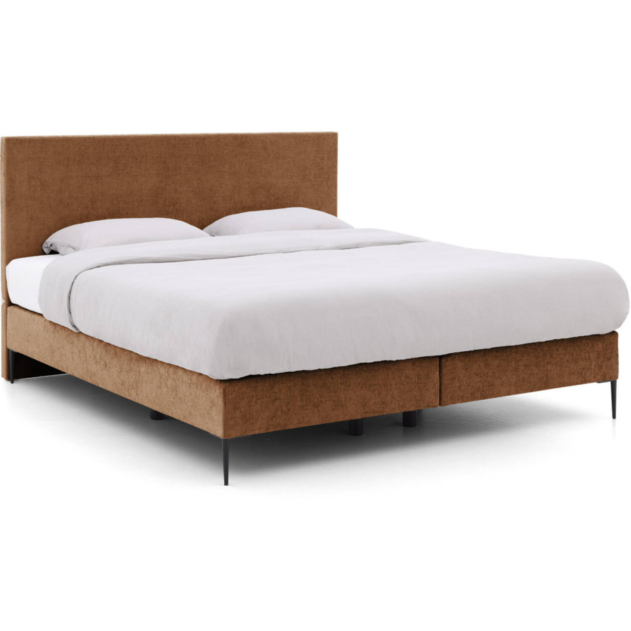 Goossens Boxspring Ease One Incl. Matras, Vlak 180 x 200 cm (=2x 90 x 200 cm) met hoofdbord + 2x matras shapes 1 afbeelding 1