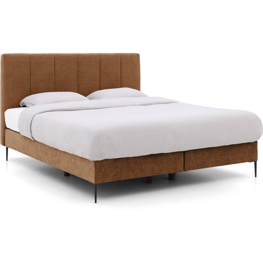 Goossens Boxspring Ease Solid Incl. Matras, Vlak 140 x 200 cm (=2x 70 x 200 cm) met hoofdbord + 2x matras shapes 1 afbeelding 1