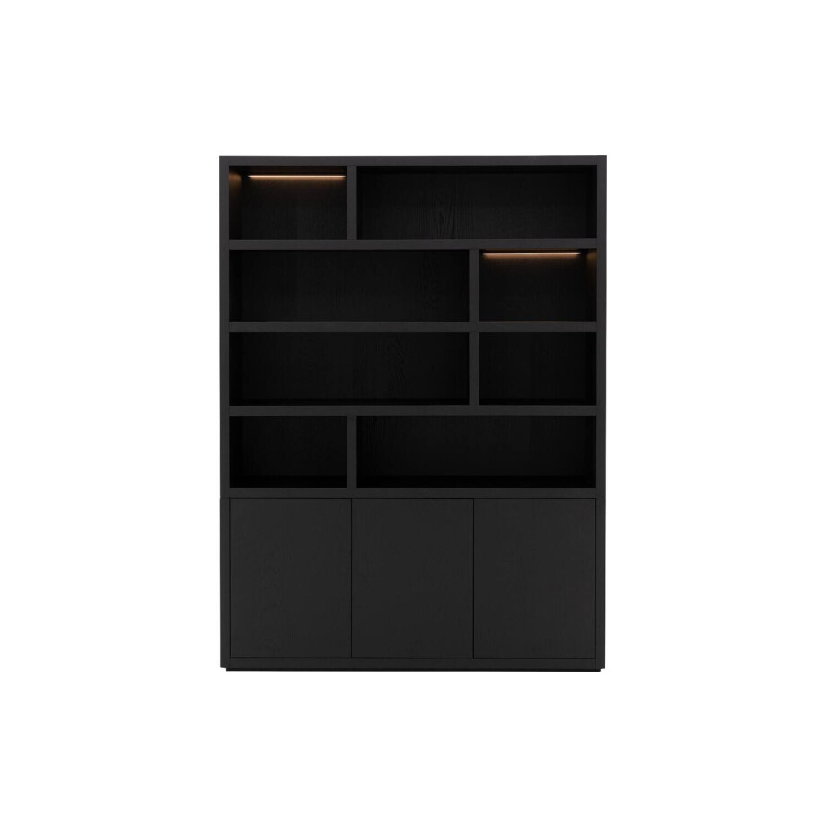 Goossens Buffetkast Barcelona, 3 deuren 8 open vakken, zwart eiken, 158 x 212 x 45 cm, stijlvol landelijk Goossens Buffetkast Barcelona, 3 deuren 8 open vakken, zwart eiken, 158 x 212 x 45 cm, stijlvol landelijk afbeelding 1