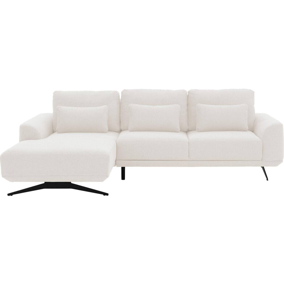 Goossens Excellent Bank Princess Met Elektrisch Uitschuifbaar Zitvlak wit, stof, 2,5-zits, elegant chic met chaise longue links afbeelding 1