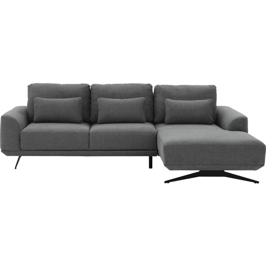 Goossens Excellent Bank Princess Met Elektrisch Uitschuifbaar Zitvlak antraciet, stof, 3-zits, elegant chic met chaise longue rechts Goossens Excellent Bank Princess Met Elektrisch Uitschuifbaar Zitvlak antraciet, stof, 3-zits, elegant chic met chaise longue rechts afbeelding 1