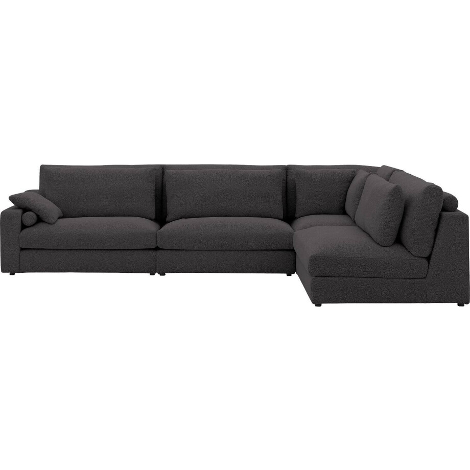 Goossens Hoekbank Odette donkergrijs, stof, 1,5-zits, stijlvol landelijk afbeelding 1