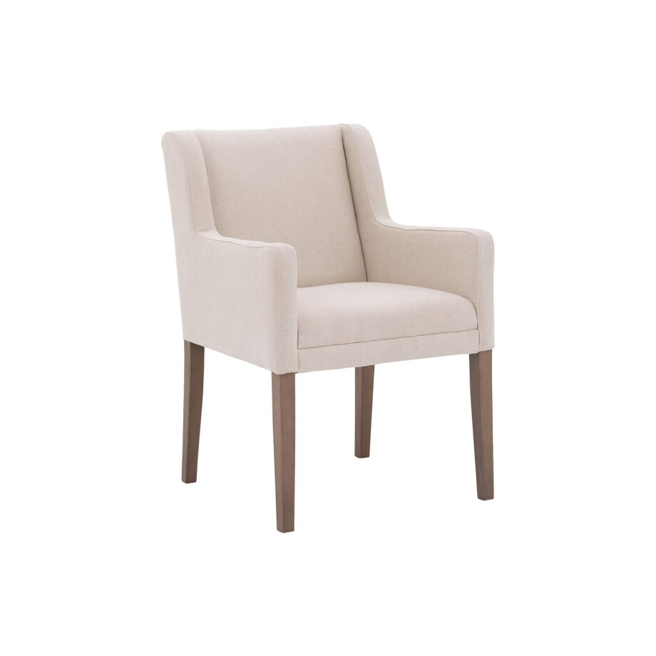 Goossens Eetkamerstoel Pearl wit stof met armleuning, stijlvol landelijk Goossens Eetkamerstoel Pearl wit stof met armleuning, stijlvol landelijk afbeelding 1