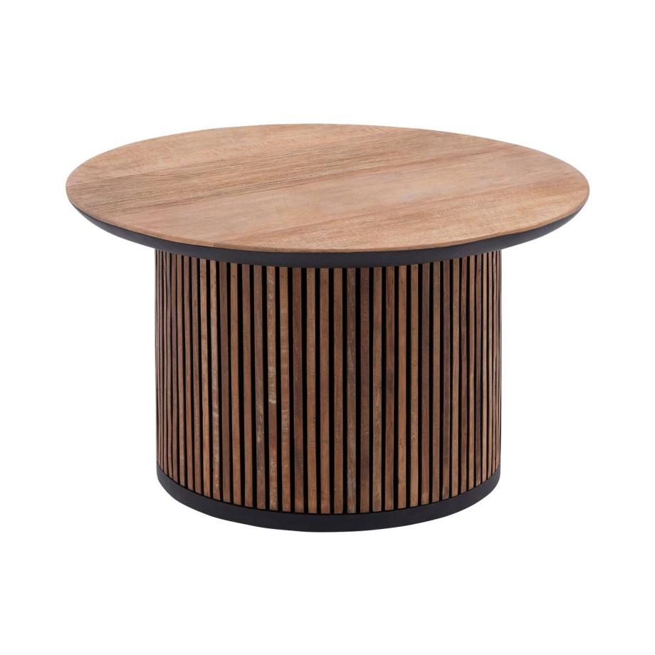 Goossens Salontafel Adel rond, hout teak bruin, stijlvol landelijk, 60 x 35 x 60 cm afbeelding 1