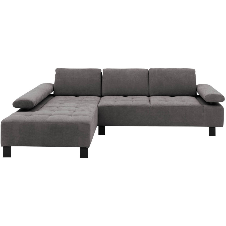 Goossens Bank Alvin grijs, stof, 2,5-zits, modern design met chaise longue links afbeelding 1