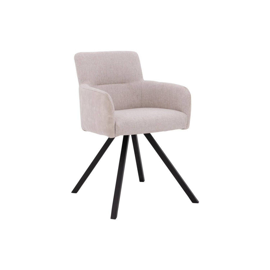 Goossens Eetkamerstoel Jesse beige stof met armleuning, stijlvol landelijk afbeelding 1