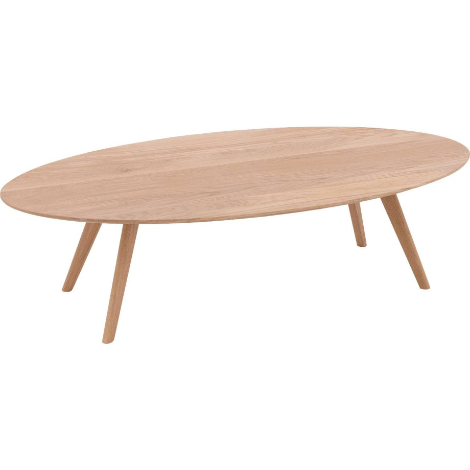 Goossens Salontafel Ferry ovaal, hout eiken blank, elegant chic, 135 x 36 x 75 cm afbeelding 1