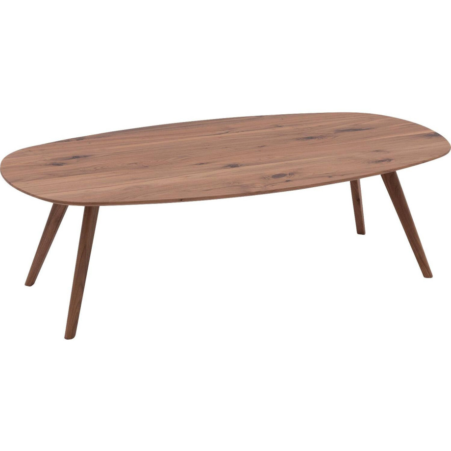 Goossens Salontafel Ferry semi ovaal, noten roodbruin, elegant chic, 135 x 36 x 75 cm afbeelding 1