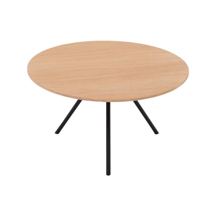 Goossens Salontafel Bo rond, hout eiken blank, modern design, 60 x 36 x 60 cm afbeelding 1