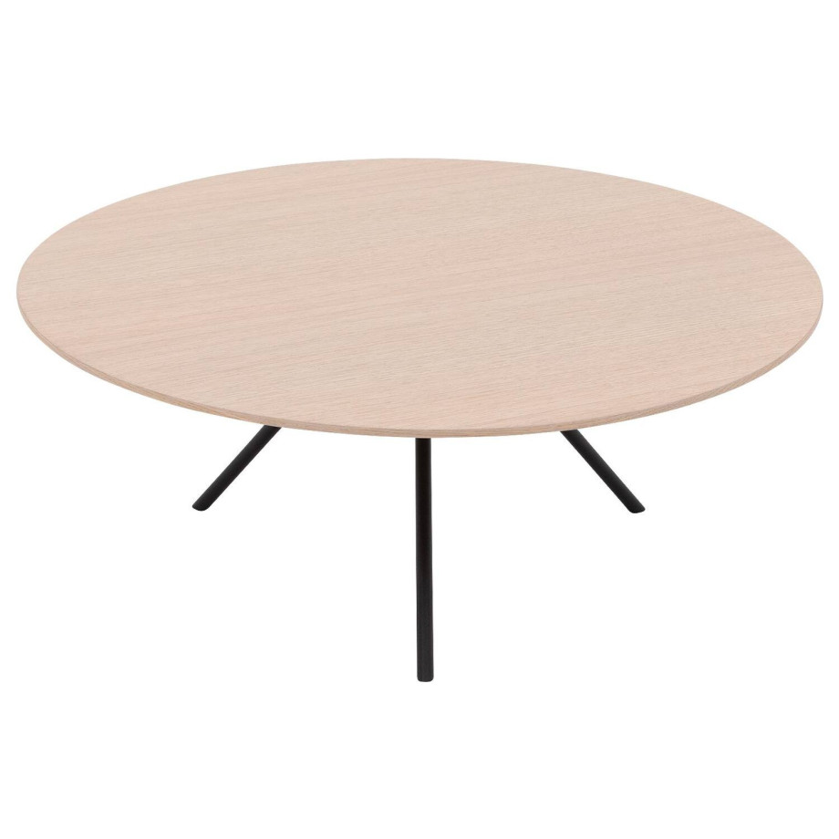 Goossens Salontafel Bo rond, hout eiken wit, modern design, 80 x 31 x 80 cm afbeelding 1