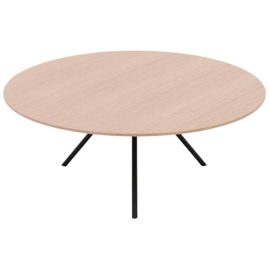 Goossens Salontafel Bo rond, hout eiken wit, modern design, 80 x 31 x 80 cm afbeelding 1