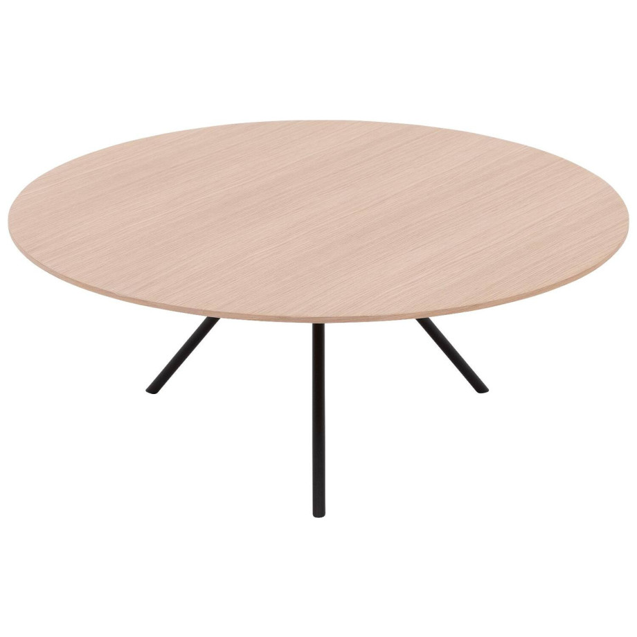 Goossens Salontafel Bo rond, hout eiken wit, modern design, 80 x 31 x 80 cm afbeelding 1