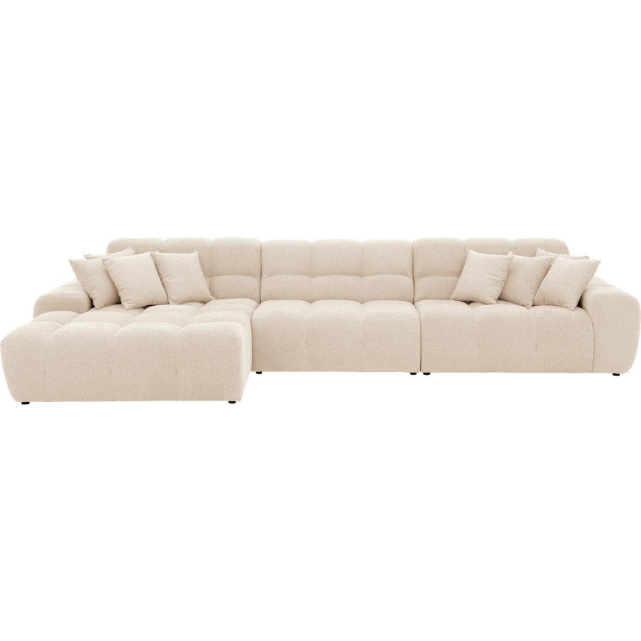 Goossens Excellent Bank Kubus - 30 X 30 Cm Stiksel wit, stof, 1,5-zits, modern design met chaise longue links afbeelding 1