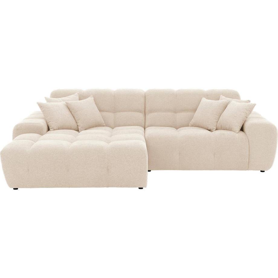 Goossens Excellent Bank Kubus - 40 X 40 Cm Stiksel wit, stof, 1,5-zits, modern design met chaise longue links afbeelding 1