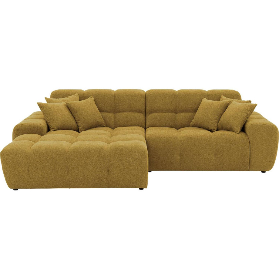 Goossens Excellent Bank Kubus - 40 X 40 Cm Stiksel geel, stof, 1,5-zits, modern design met chaise longue links afbeelding 1