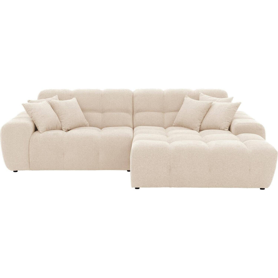 Goossens Excellent Bank Kubus - 40 X 40 Cm Stiksel wit, stof, 1,5-zits, modern design met chaise longue rechts afbeelding 1