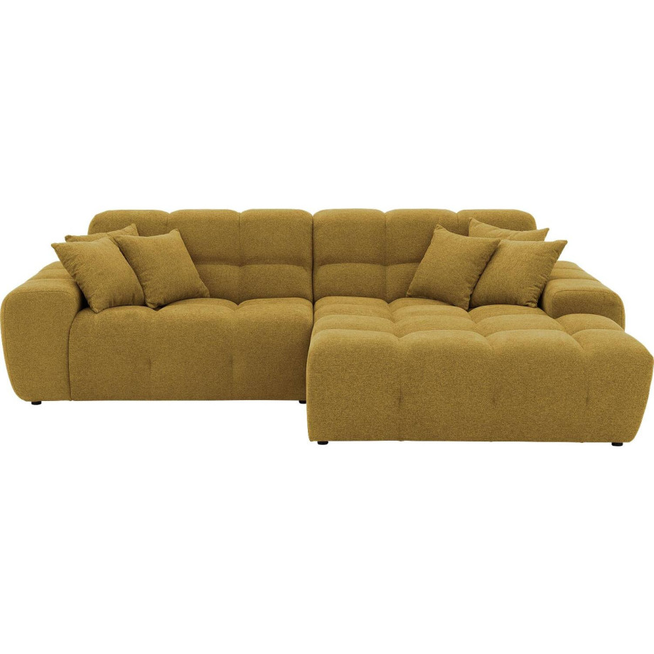 Goossens Excellent Bank Kubus - 40 X 40 Cm Stiksel geel, stof, 1,5-zits, modern design met chaise longue rechts afbeelding 1