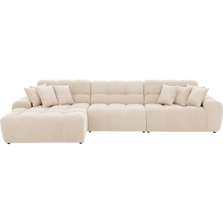 Goossens Excellent Bank Kubus - 30 X 30 Cm Stiksel wit, stof, 1,5-zits, modern design met chaise longue links afbeelding 1